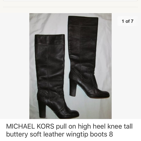 KORS BUTTER SOFT KNEE TALL PULL ON HIGH HEEL BOOTS - Picture 1 of 7